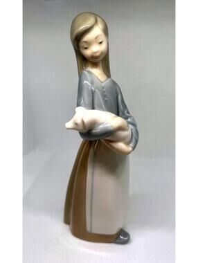Lladro Girl with Pig Figurine 1011 Retired Spain Porcelain Fulgencio